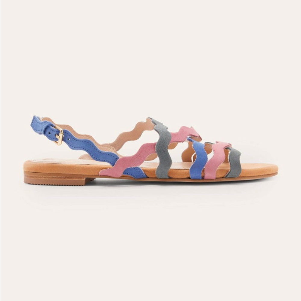 Boden Colorful Suede Wave Strap Sandals